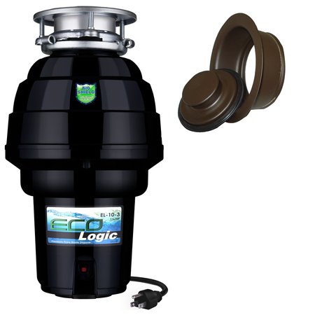 ECO LOGIC 1-1/4 HP Continuous Feed Garbage Disposal with Oil Rubbed Bronze Sink Flange 10-US-EL-10-DS-3B-ORB